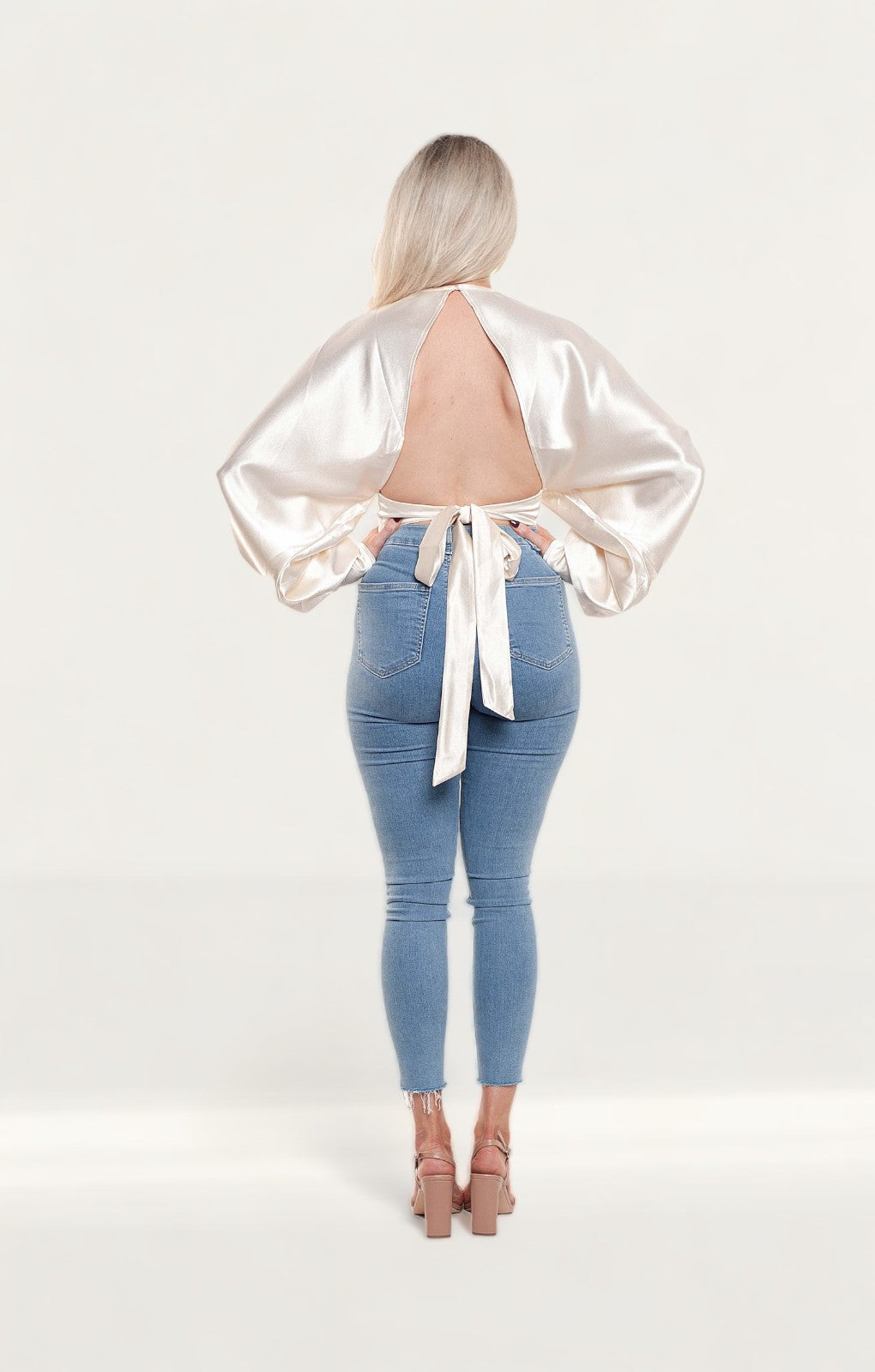 Pretty Lavish Oyster Pia Backless Blouse