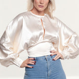 Pretty Lavish Oyster Pia Backless Blouse