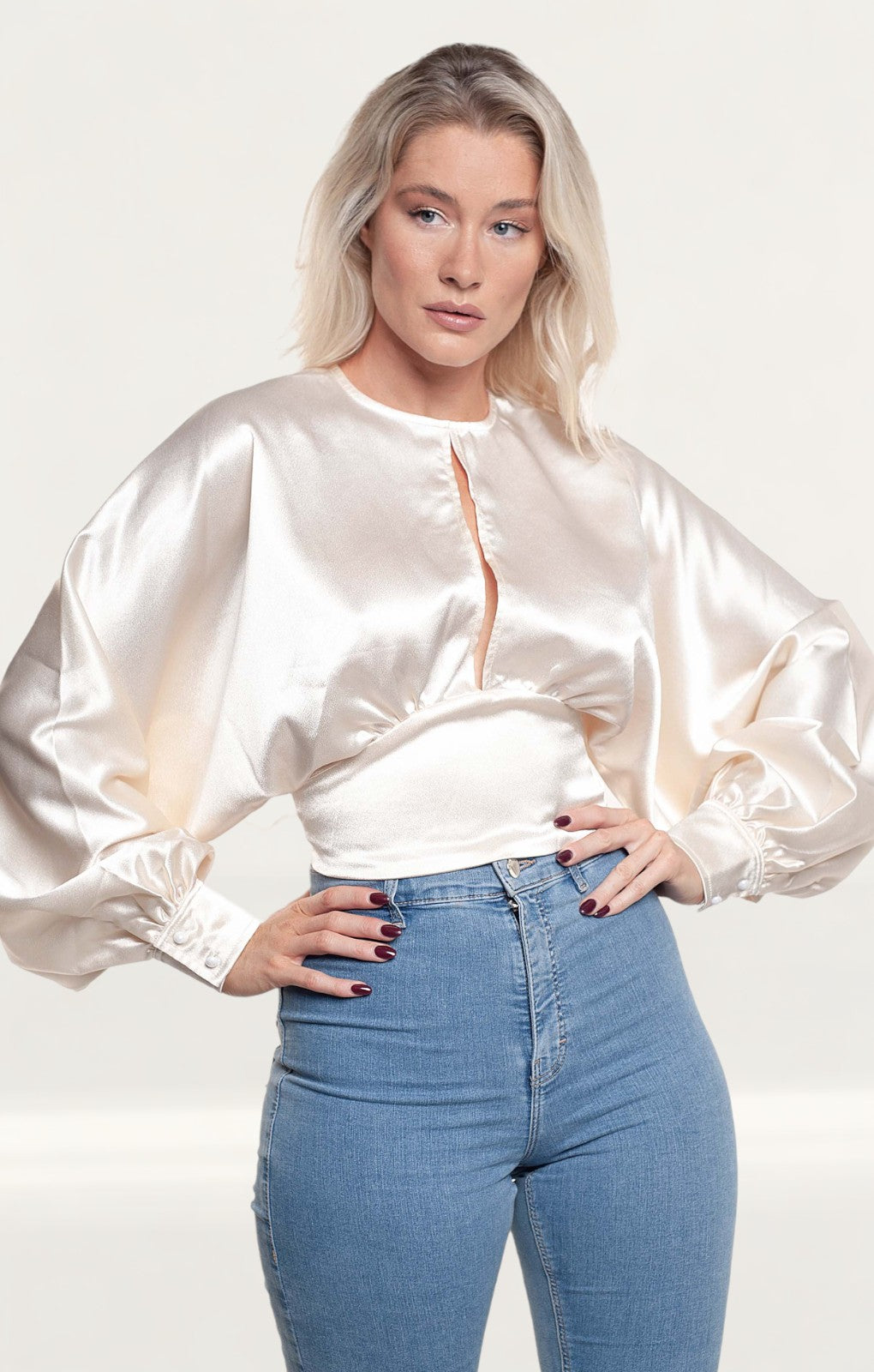 Pretty Lavish Oyster Pia Backless Blouse