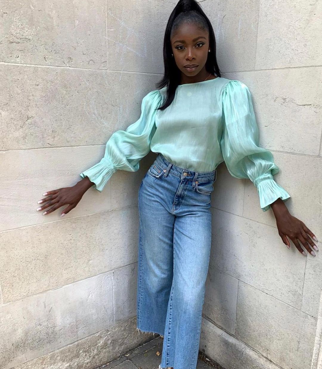 Pretty Lavish Mint Fae Bell Sleeve Top