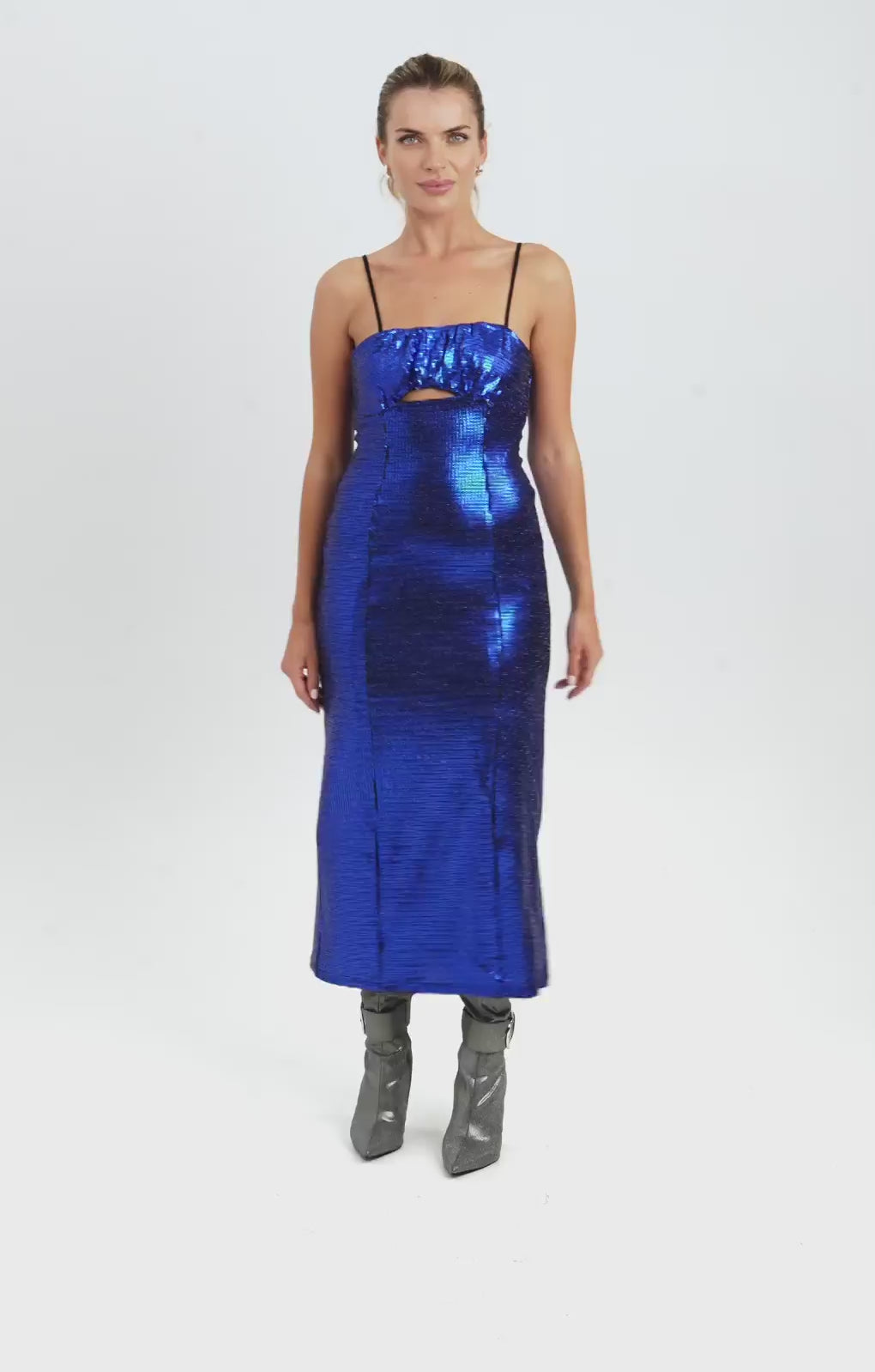Topshop Disco Sequin Midi Dress In Colbalt