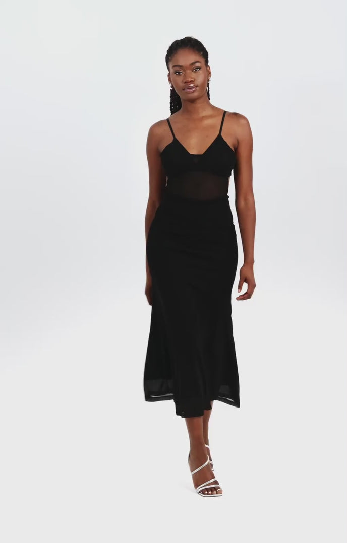 Bardot Midi Dress In Black