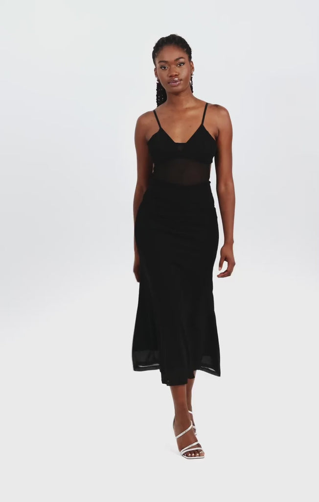 Bardot Midi Dress In Black