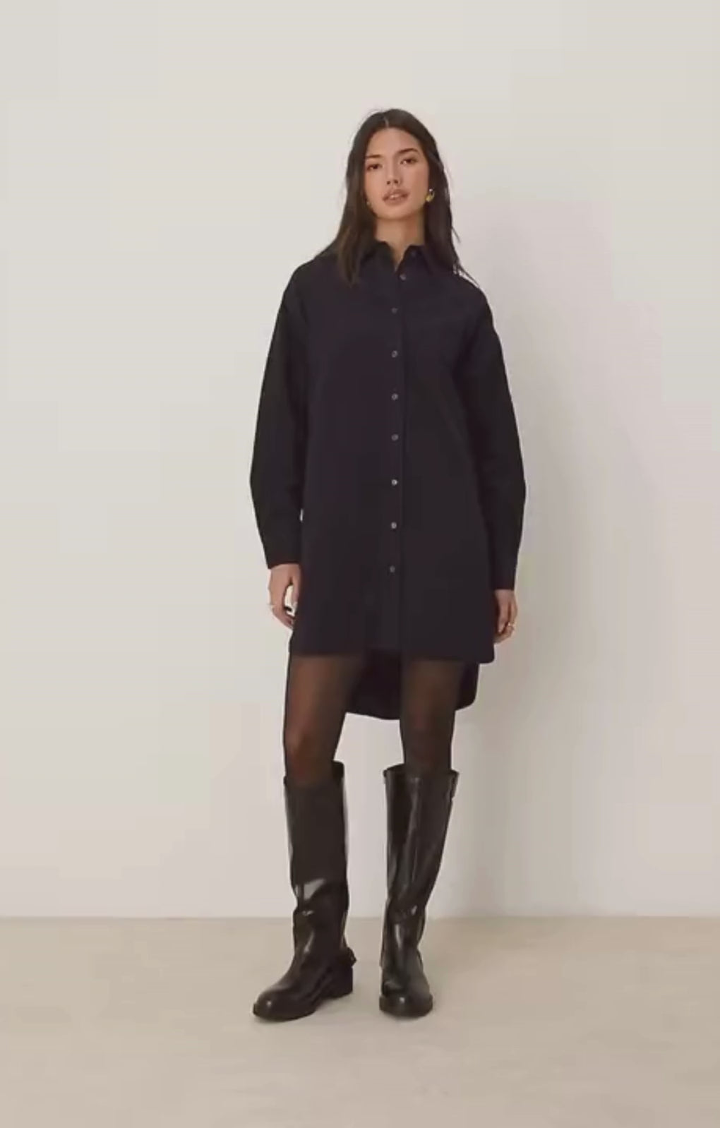 Glamorous Black Corduroy Hi-Lo Shirt Dress