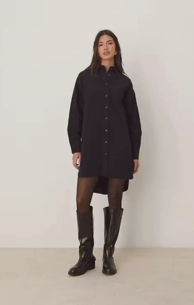 Glamorous Black Corduroy Hi-Lo Shirt Dress