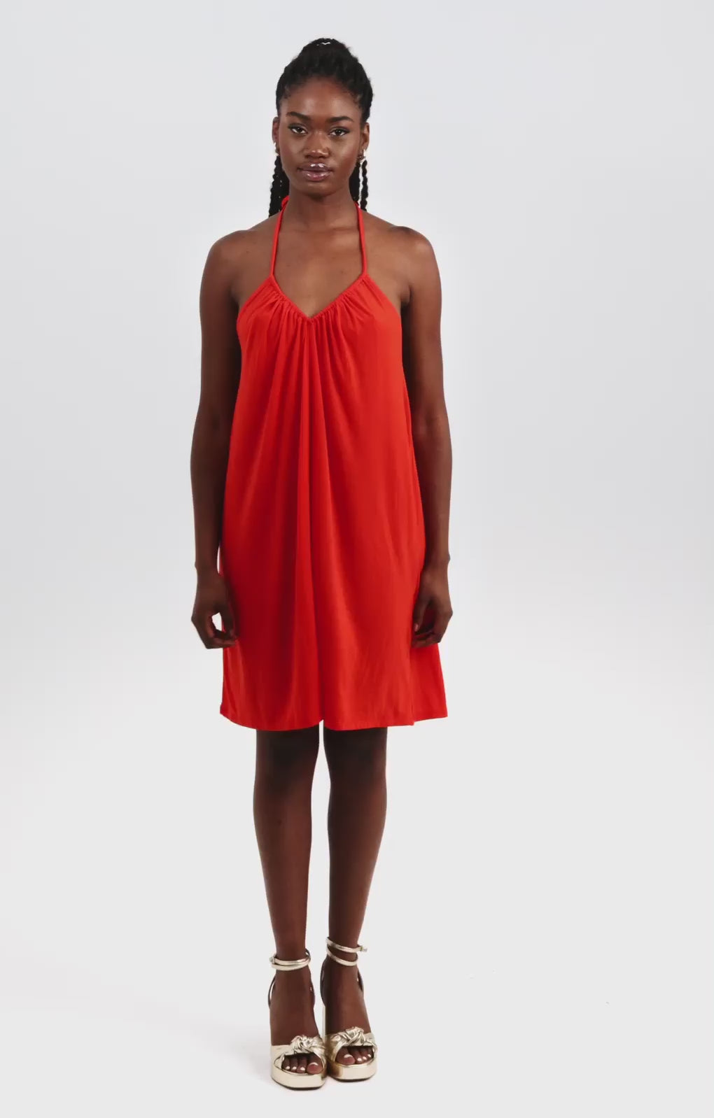 Halter Neck Mini Dress In Red