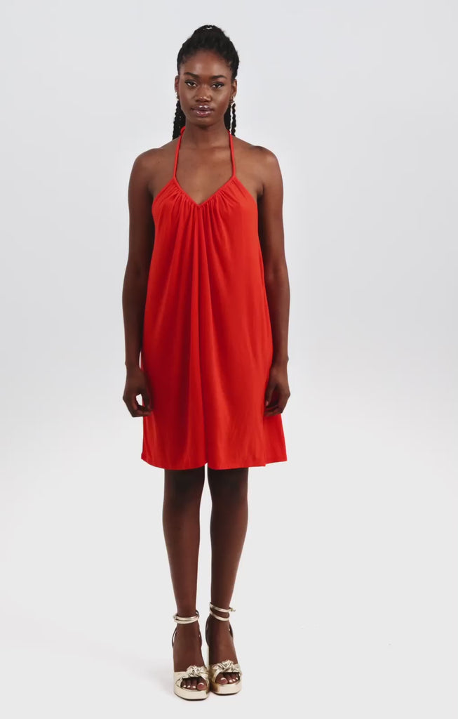 Halter Neck Mini Dress In Red
