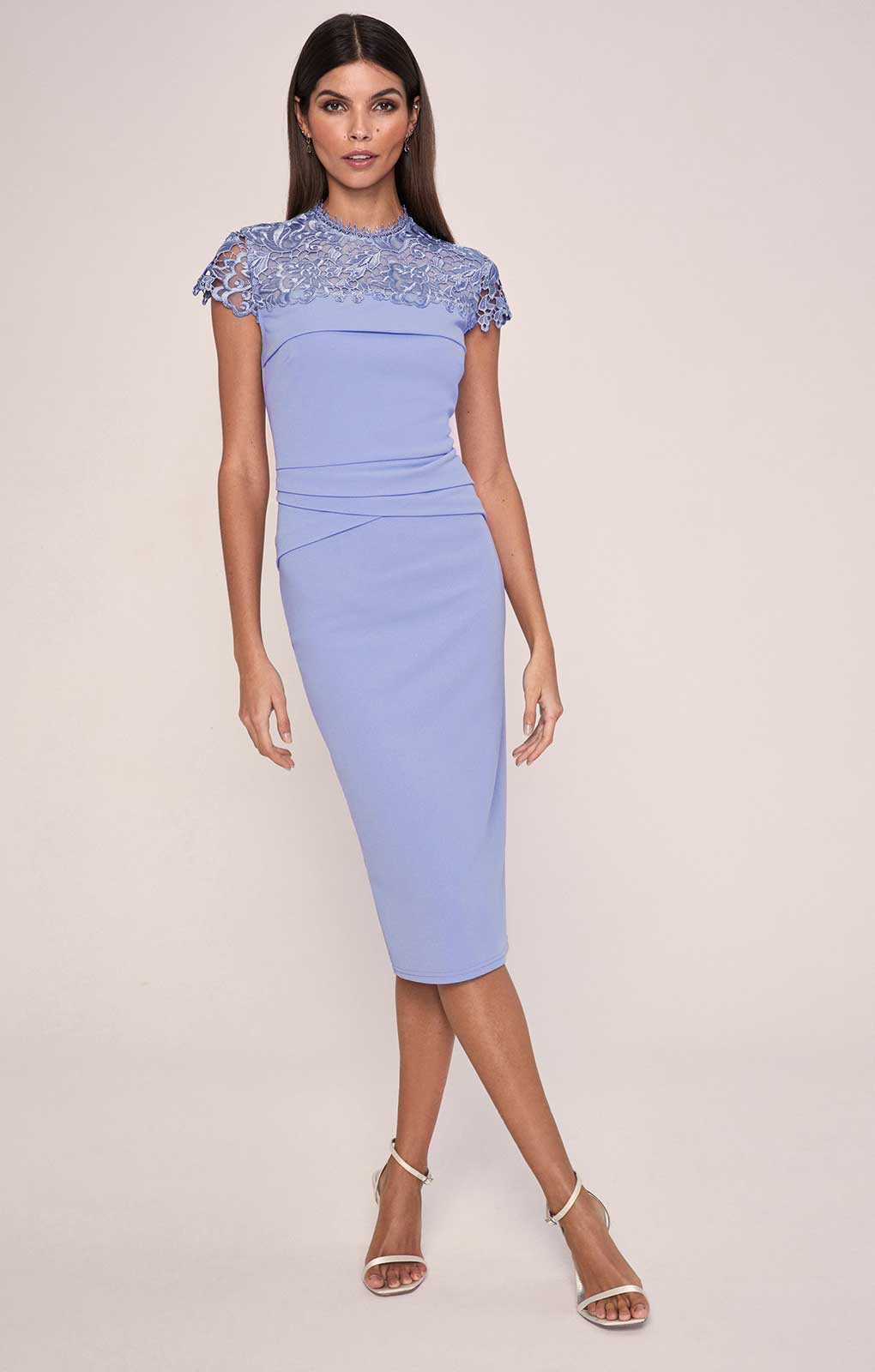 Lipsy Cornflower Blue Lace Top Bodycon Dress product image