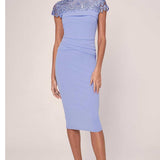 Lipsy Cornflower Blue Lace Top Bodycon Dress product image