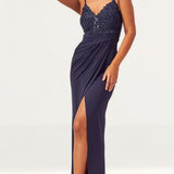 Lipsy Navy Embroidered Lace Cami Maxi Dress product image
