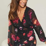 Lipsy Blurred Floral Long Sleeve Wrap Dress product image