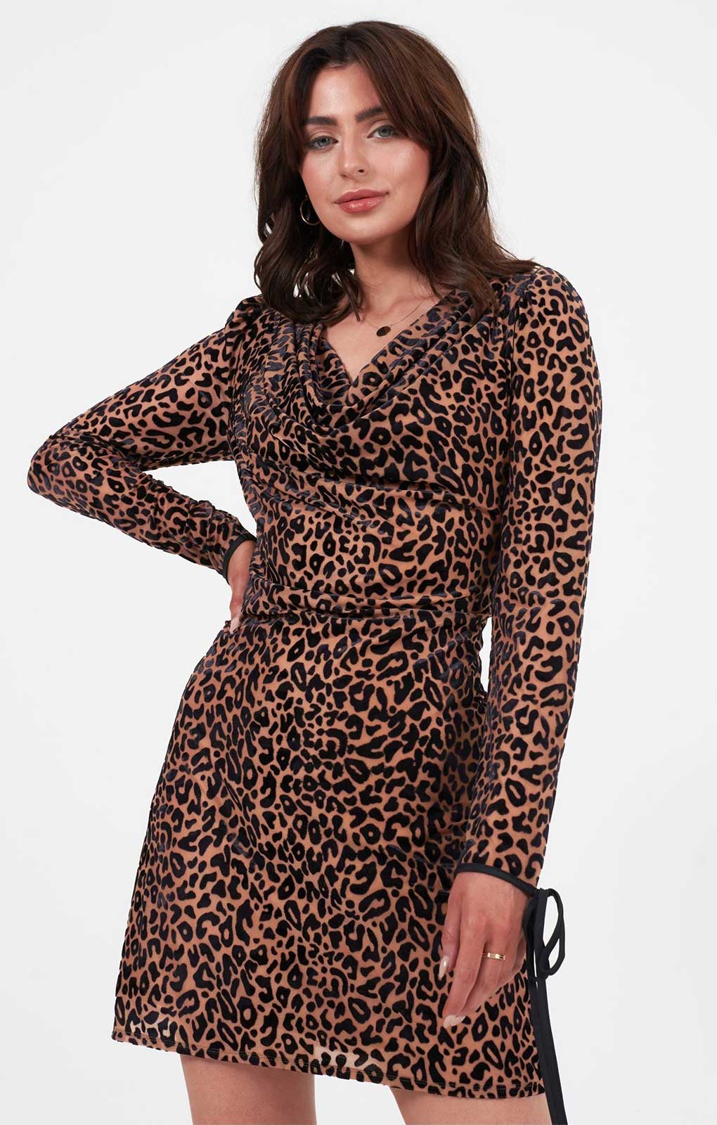 Printed Cowl Neck Shift Dress product image