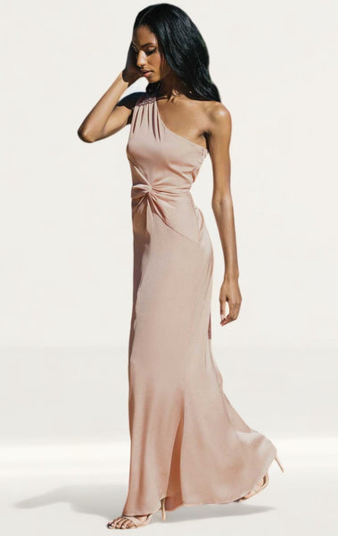 Rent Lipsy Pink One Shoulder Knot Front Maxi Dress Hirestreet