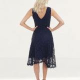 Reiss Navy Lace Wrap Midi Dress