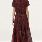Religion Red & Black Maxi Dress With Front Button Detail