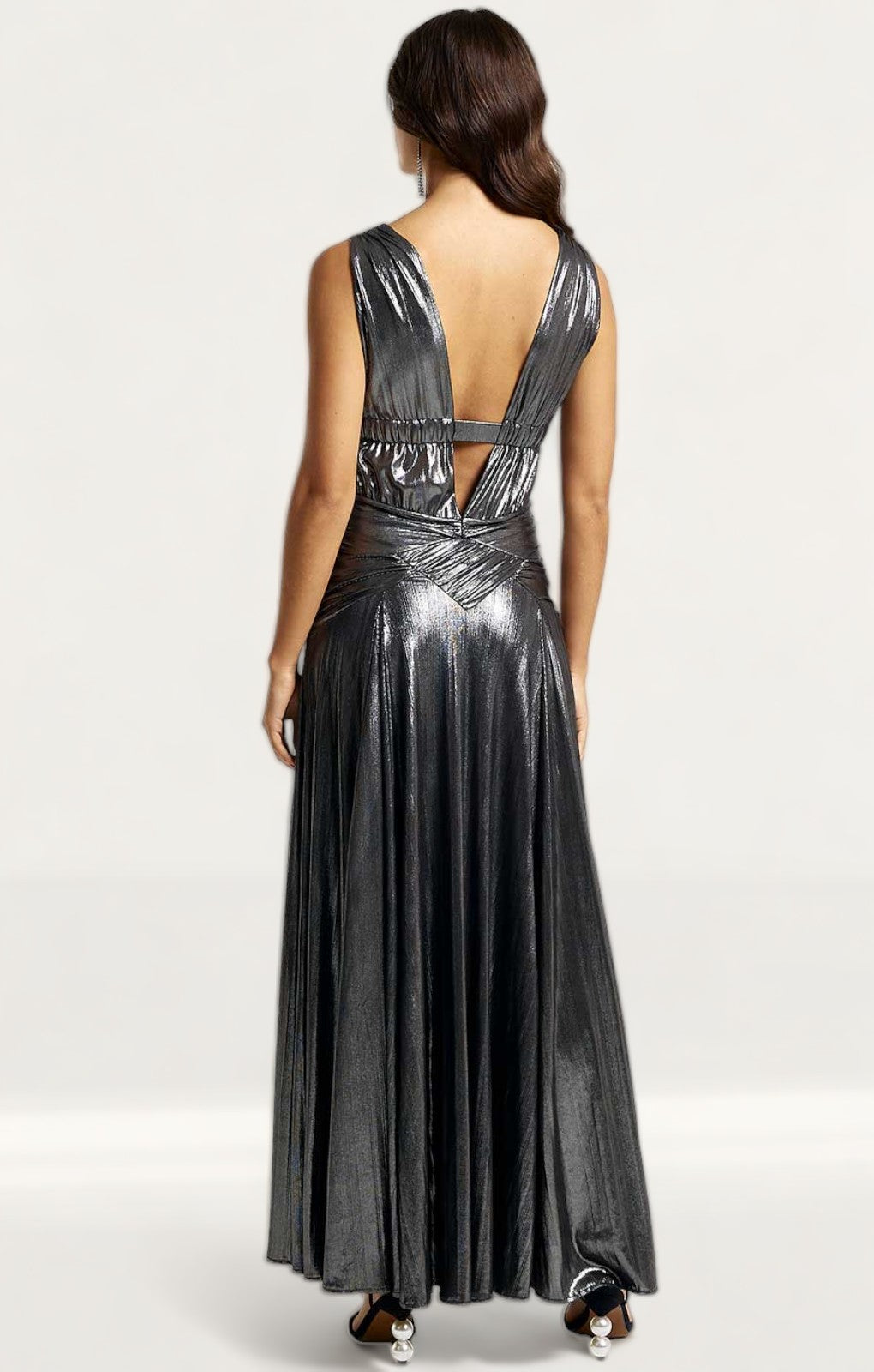 Rent River Island Silver Plunge Maxi Dress Hirestreet