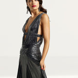 River Island Silver Plunge Maxi Dress product image