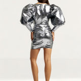 River Island Silver Long Sleeve Bodycon Mini Dress product image