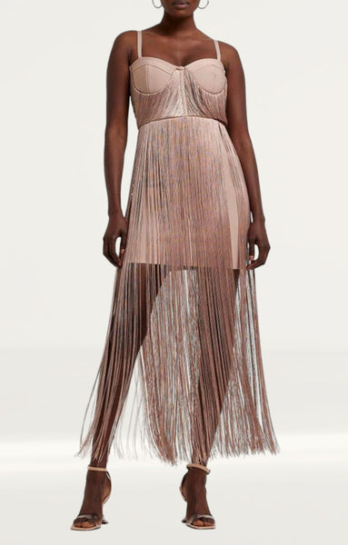 Rent River Island Light Danielle Tassel Fringe Mini Dress | Hirestreet