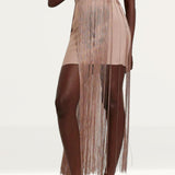 River Island Light Danielle Tassel Fringe Mini Dress