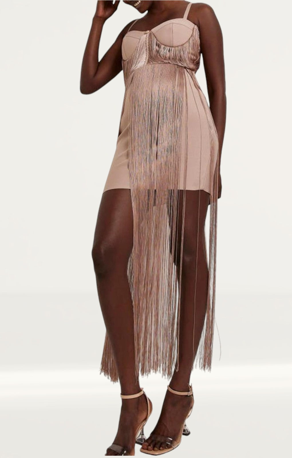 River Island Light Danielle Tassel Fringe Mini Dress