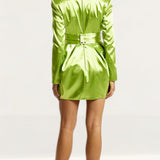 River Island Lime Green Satin Long Sleeve Mini Dress product image