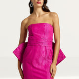 River Island Pink Bow Bandeau Bodycon Midi Dress