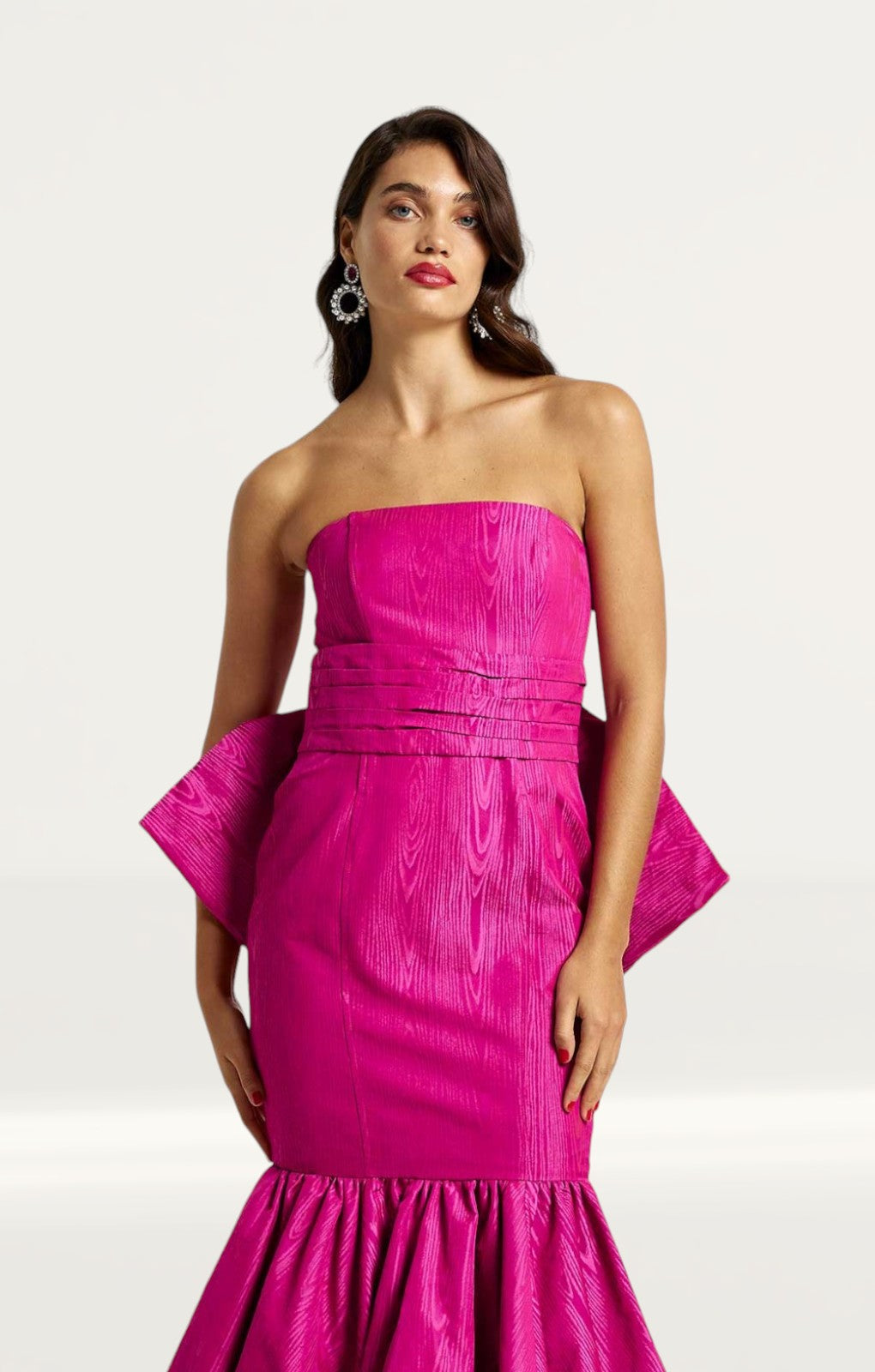 River Island Pink Bow Bandeau Bodycon Midi Dress