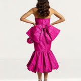 River Island Pink Bow Bandeau Bodycon Midi Dress