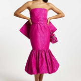 River Island Pink Bow Bandeau Bodycon Midi Dress