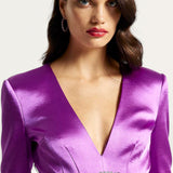 River Island Purple Satin Long Sleeve Bodycon Mini Dress product image