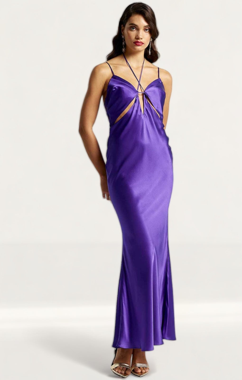 River Island Purple Silk Slip Maxi Dress