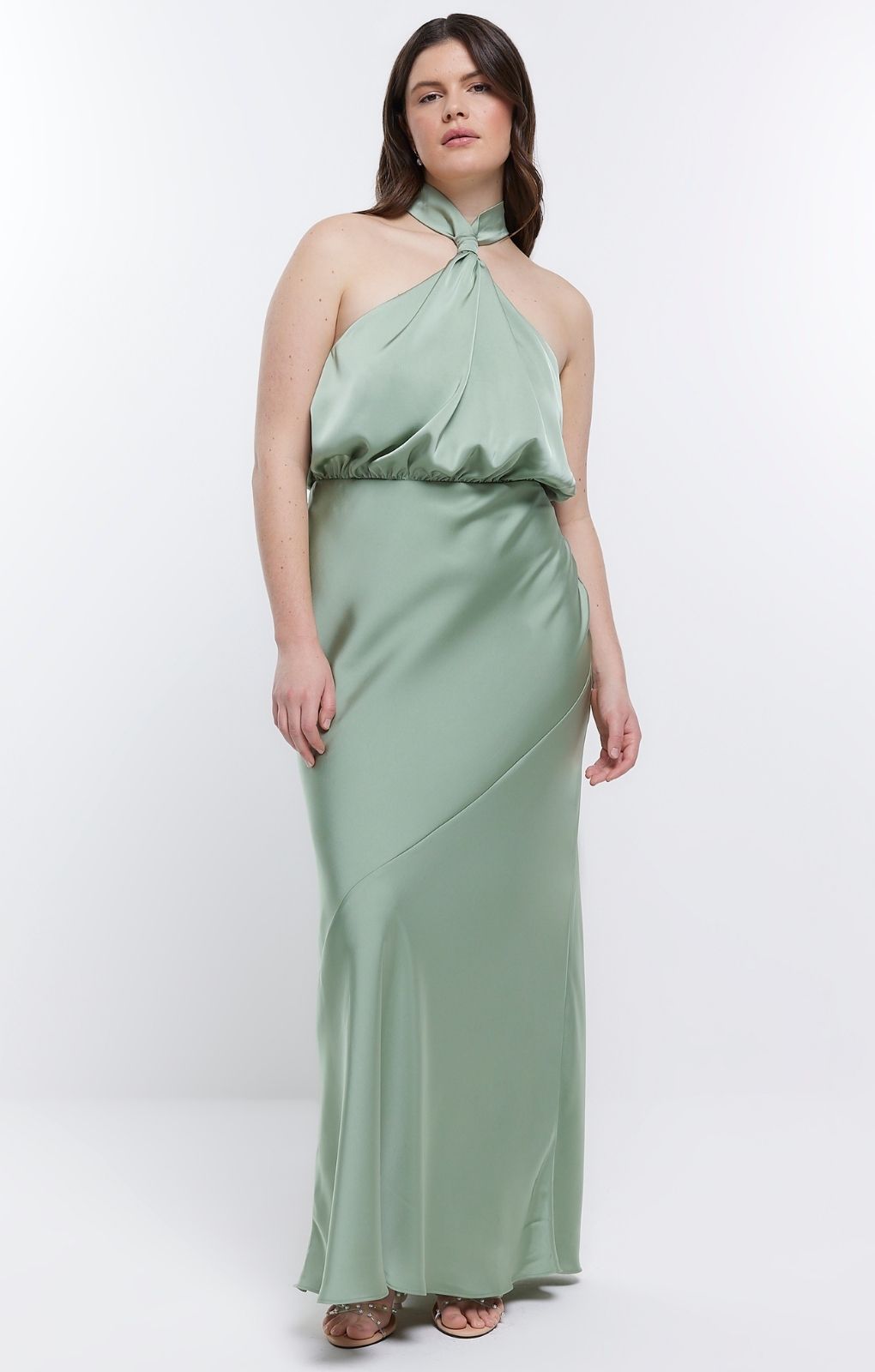 River Island Green Halter Maxi Dress