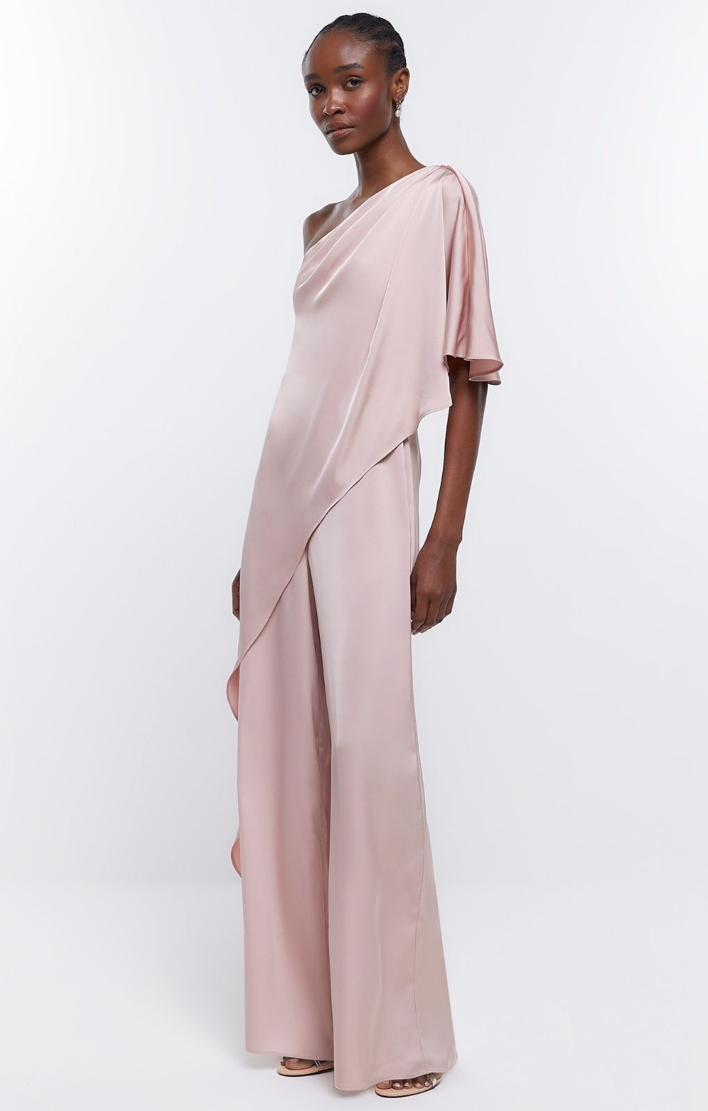 River Island Pink Drape Shoulder Jumpsuit