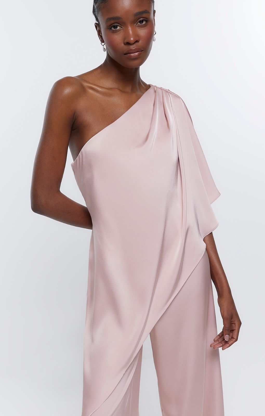 River Island Pink Drape Shoulder Jumpsuit