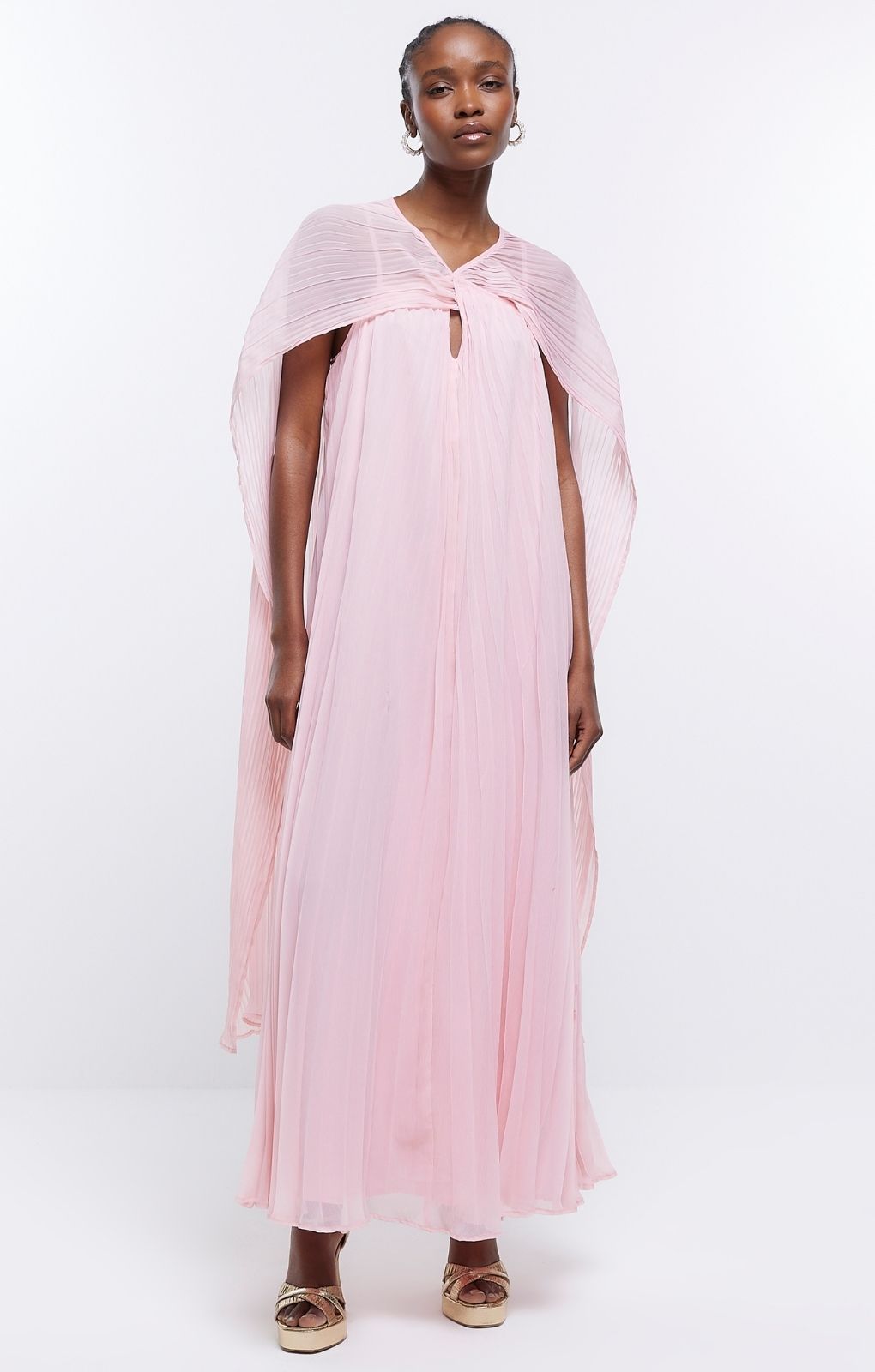 Buy White Round Foil Print Cape Maxi Dress For Women by Nikasha Online at  Aza Fashions.