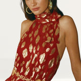 Rixo Eleanor Silk Halter Midi Dress product image