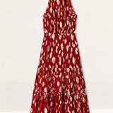 Rixo Eleanor Silk Halter Midi Dress product image