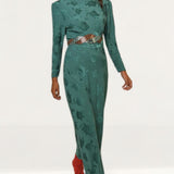 Rixo Ginger Poppy Jacquard Tie Waist Midi Dress