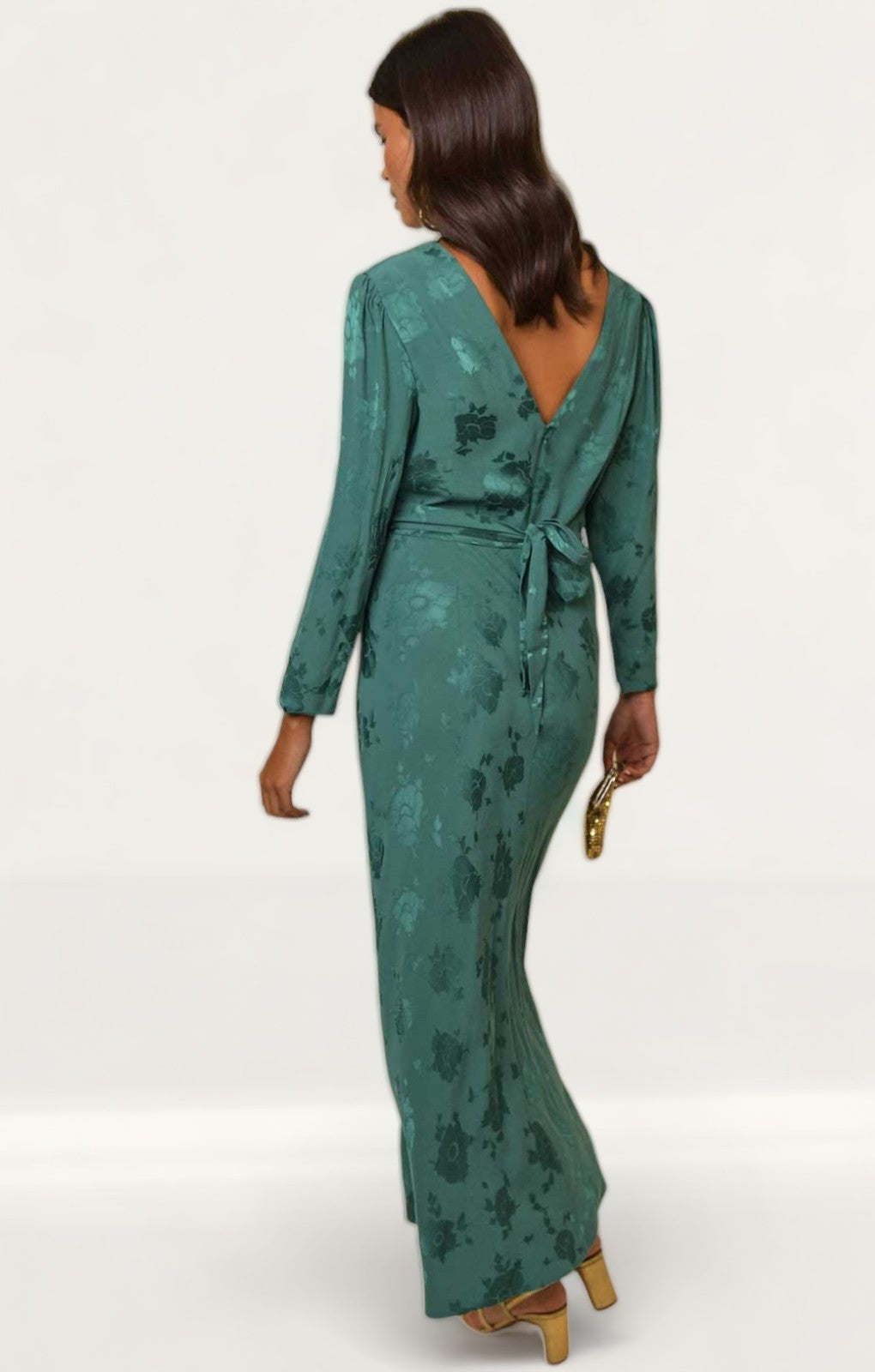 Rixo Ginger Poppy Jacquard Tie Waist Midi Dress