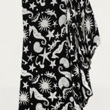 Rixo Liza Oceanic Draped-Sleeve Dress