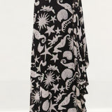 Rixo Liza Oceanic Draped-Sleeve Dress