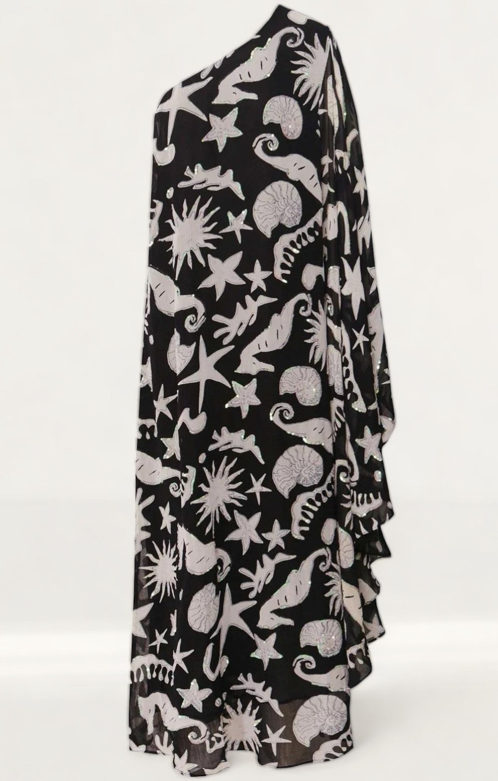 Rixo Liza Oceanic Draped-Sleeve Dress