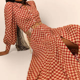 Rixo Chilli Checkerboard Maddison Midi Dress