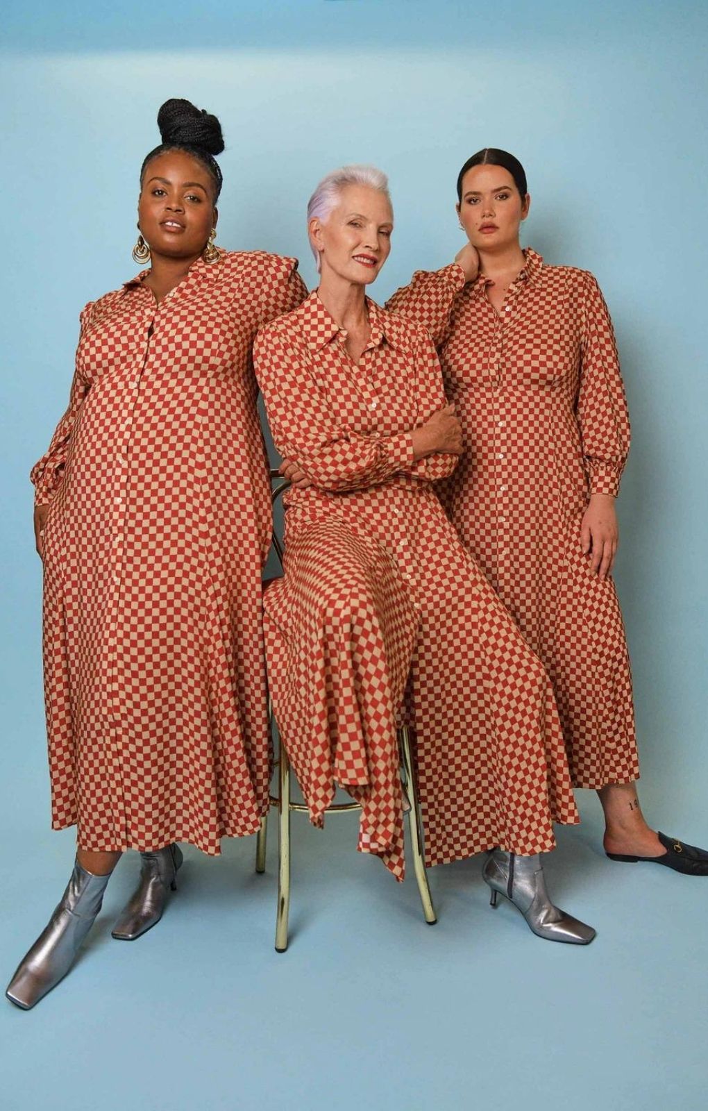 Rixo Chilli Checkerboard Maddison Midi Dress