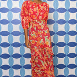 Rixo Orange Cheryl Dress in Floral Coral product image