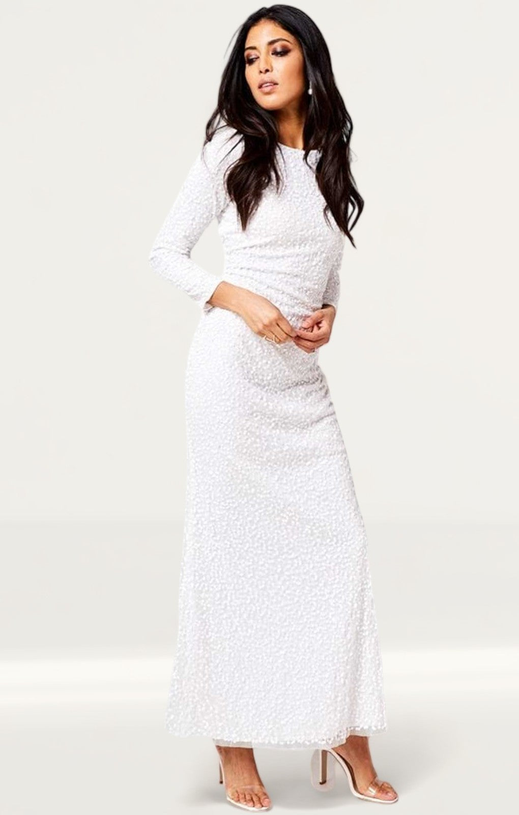 Little Mistress Pandora White Embellished Maxi Dress product image