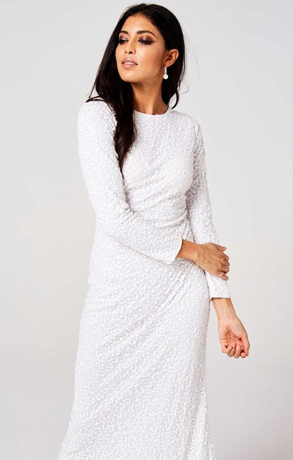 Little Mistress Pandora White Embellished Maxi Dress product image