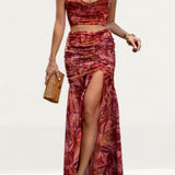 Runaway The Label Rust Floral Capricorn Top + Capricorn Skirt