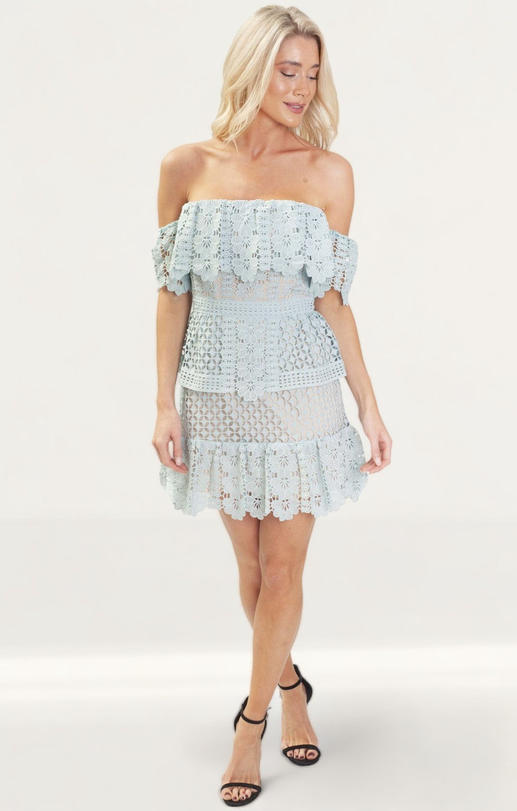 Runaway The Label Baby Blue Mini Dress With Lace Detail product image